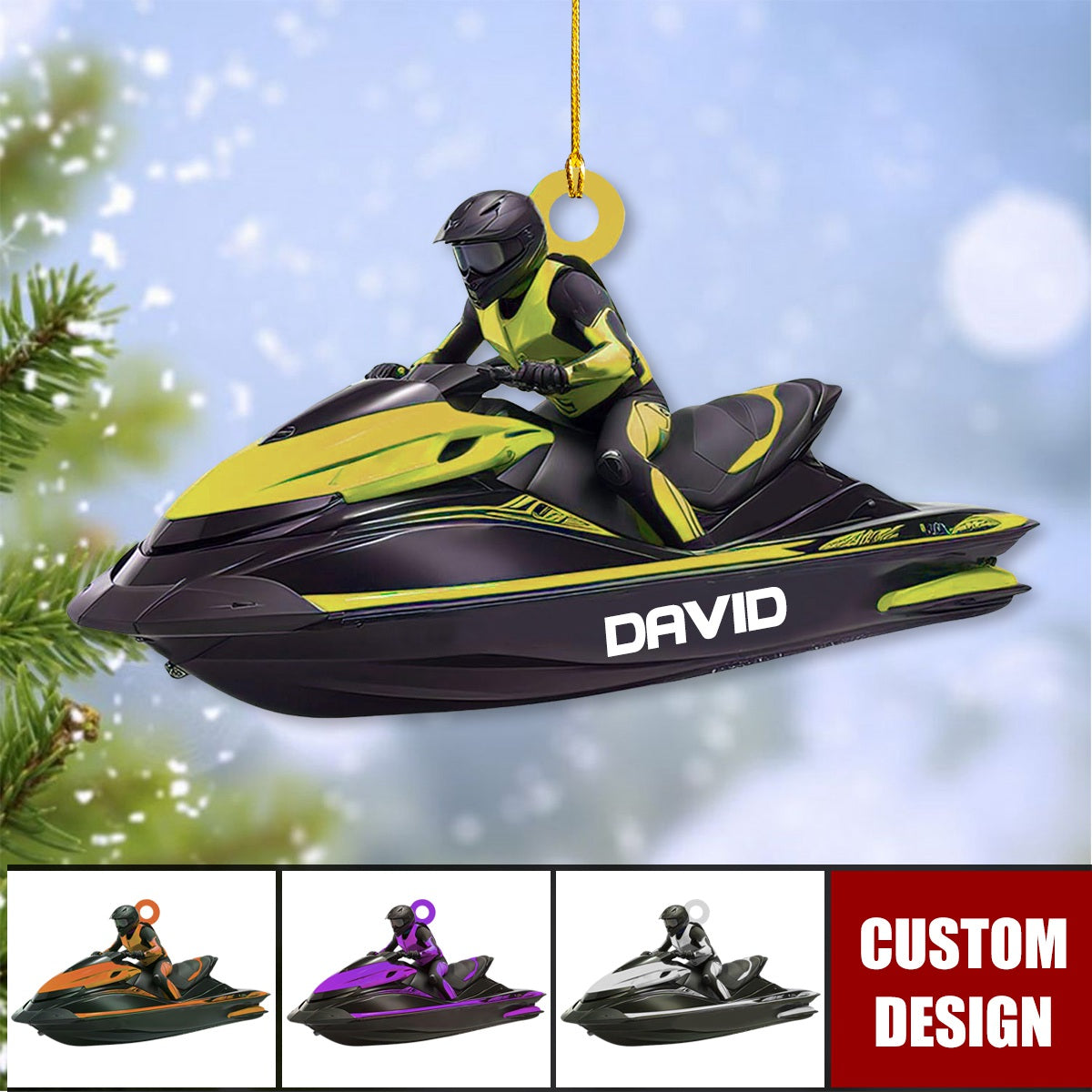 Personalized Jet Boat Ski Christmas Ornament