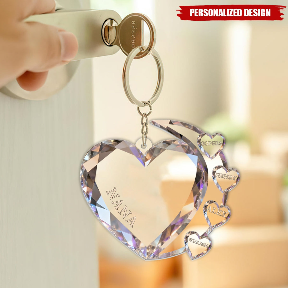 Sparkling Hearts-Personalized Family Transparent Keychain