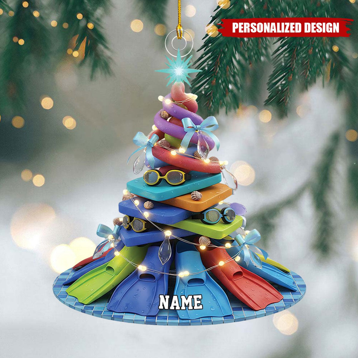 Personalized Swimming Christmas Tree Gift for Swimmers