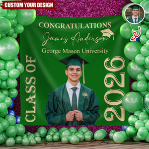 Custom Photo Congratulations Class Of 2026 Backdrop For Graduation's Day