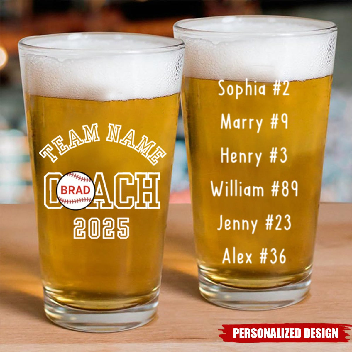 Baseball Coach-Personalized Beer Glass-Baseball Coach gift