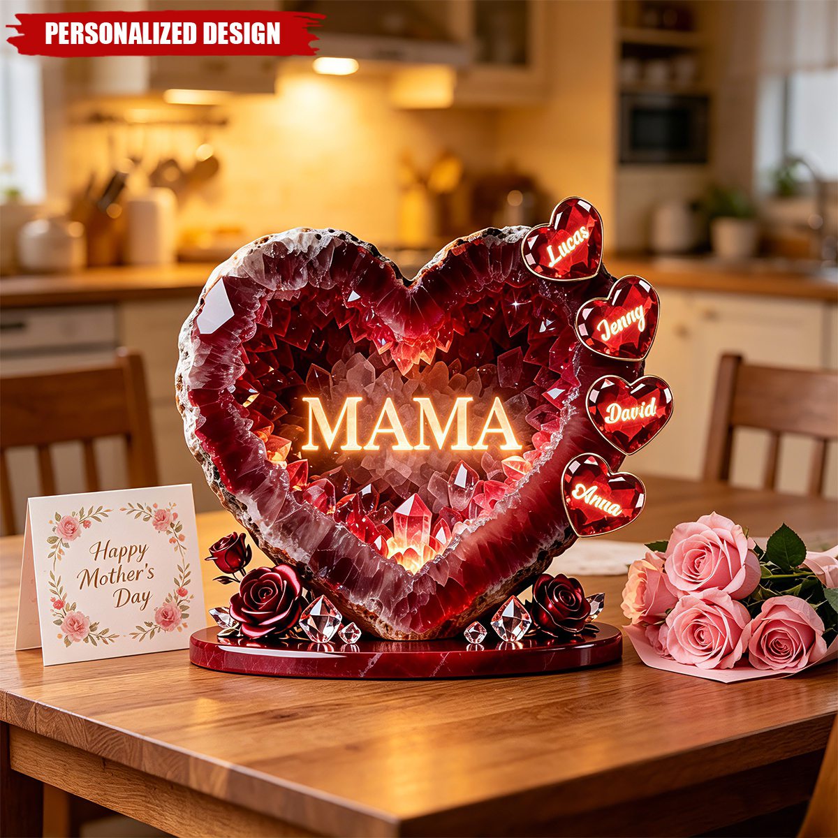 personalized Heart-shaped acrylic plaque-gift for mom
