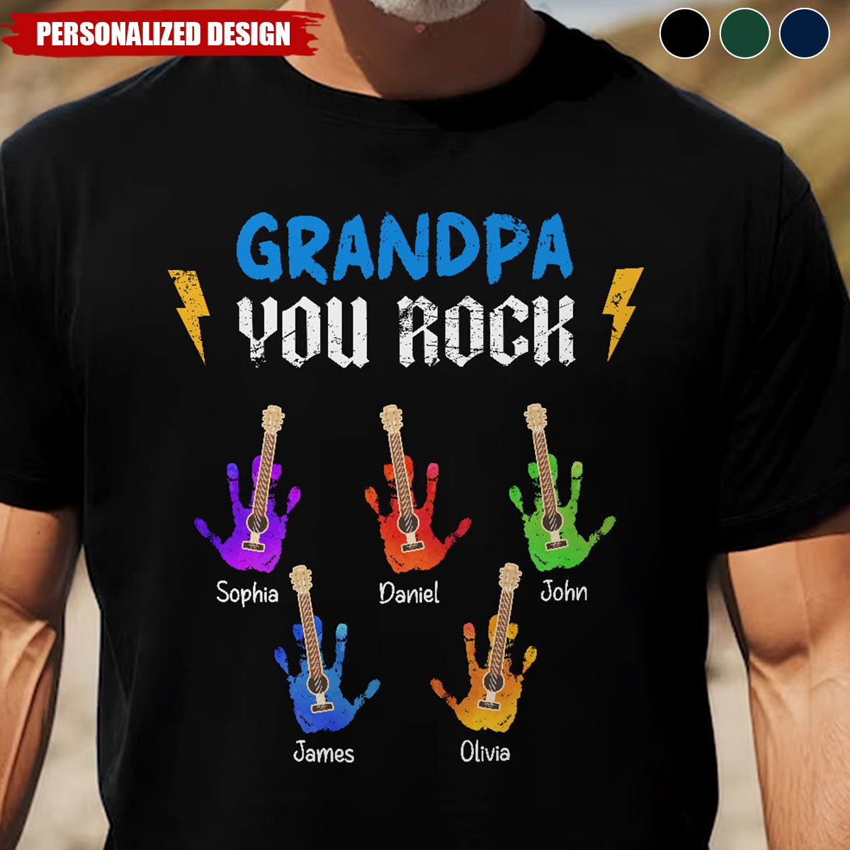 Grandpa You Rock-Personalized Shirt-Gift For Dad/Grandpa