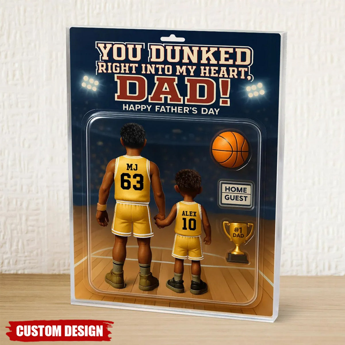 You Dunked Right into my Heart Dad - Personalized Basketball Shaped Acrylic Plaque