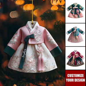 Personalized Korean Hanbok Dress Acrylic Ornament, Custom Cultural Holiday Keepsake