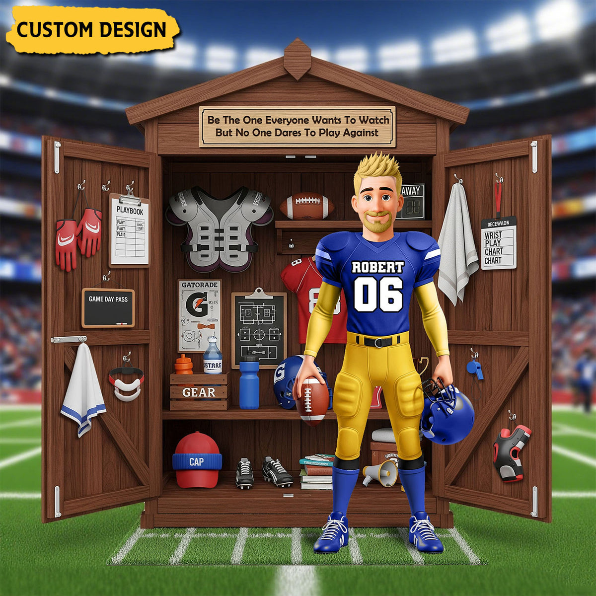 Personal Football Locker - Personalized Acrylic Plaque, Gifts For Football Lovers