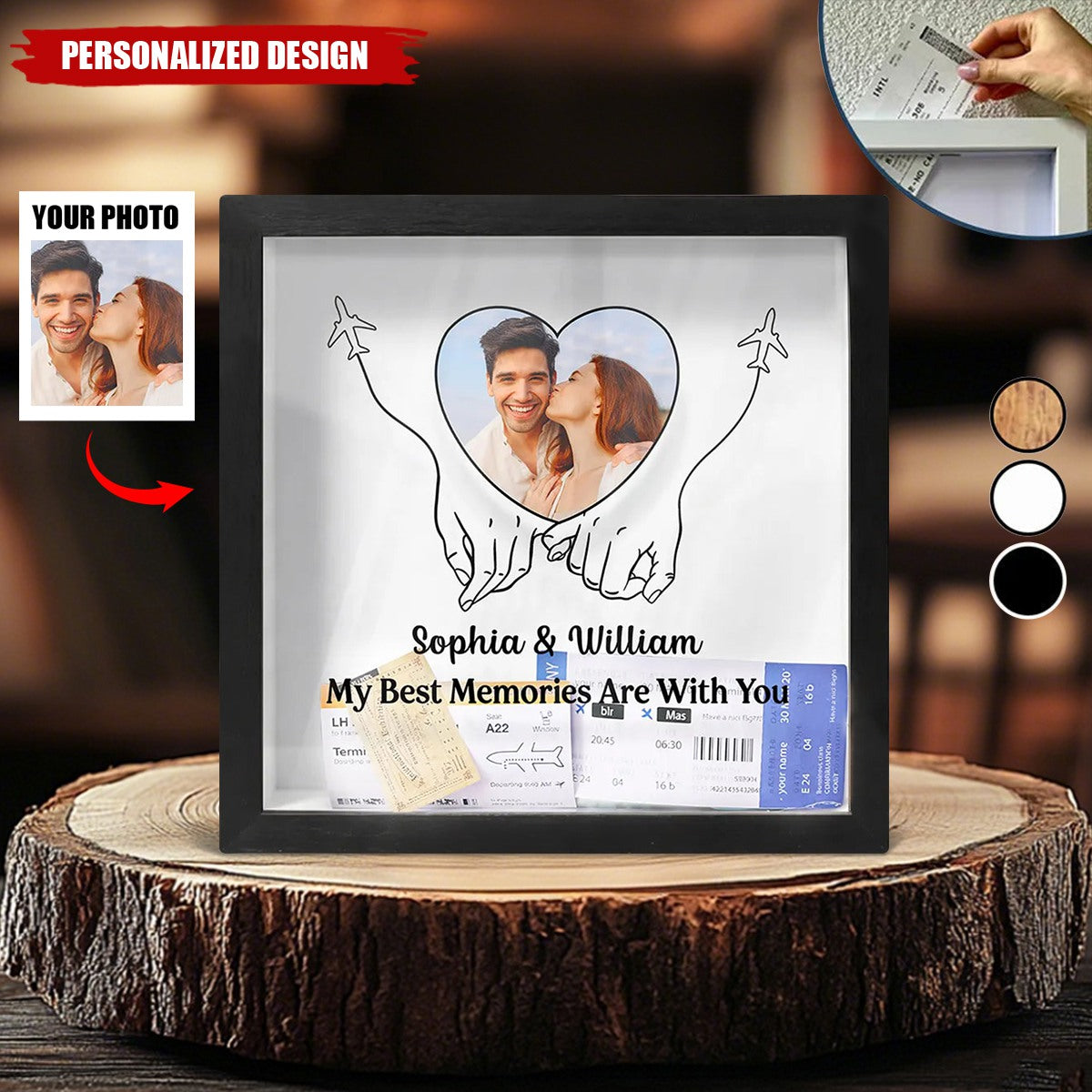 Custom Photo Couple Travel Lovers Best Memories With You-Personalized Ticket Memory Box