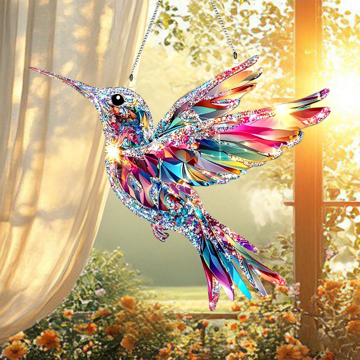 Radiant Crystal Hummingbird Suncatcher Ornament - Gift For Hummingbird Lover