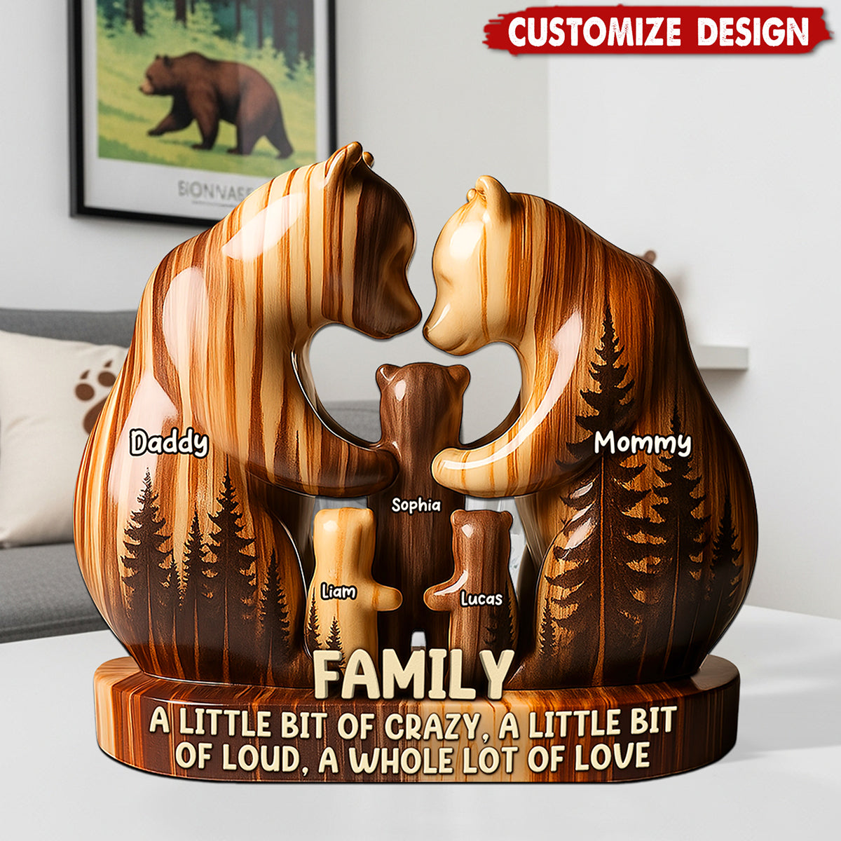 Personalized Bear Family Acrylic Plaque - Gift For Family