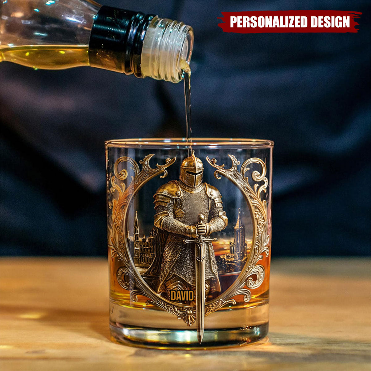 Knight Of God-Personalized Whiskey Glass