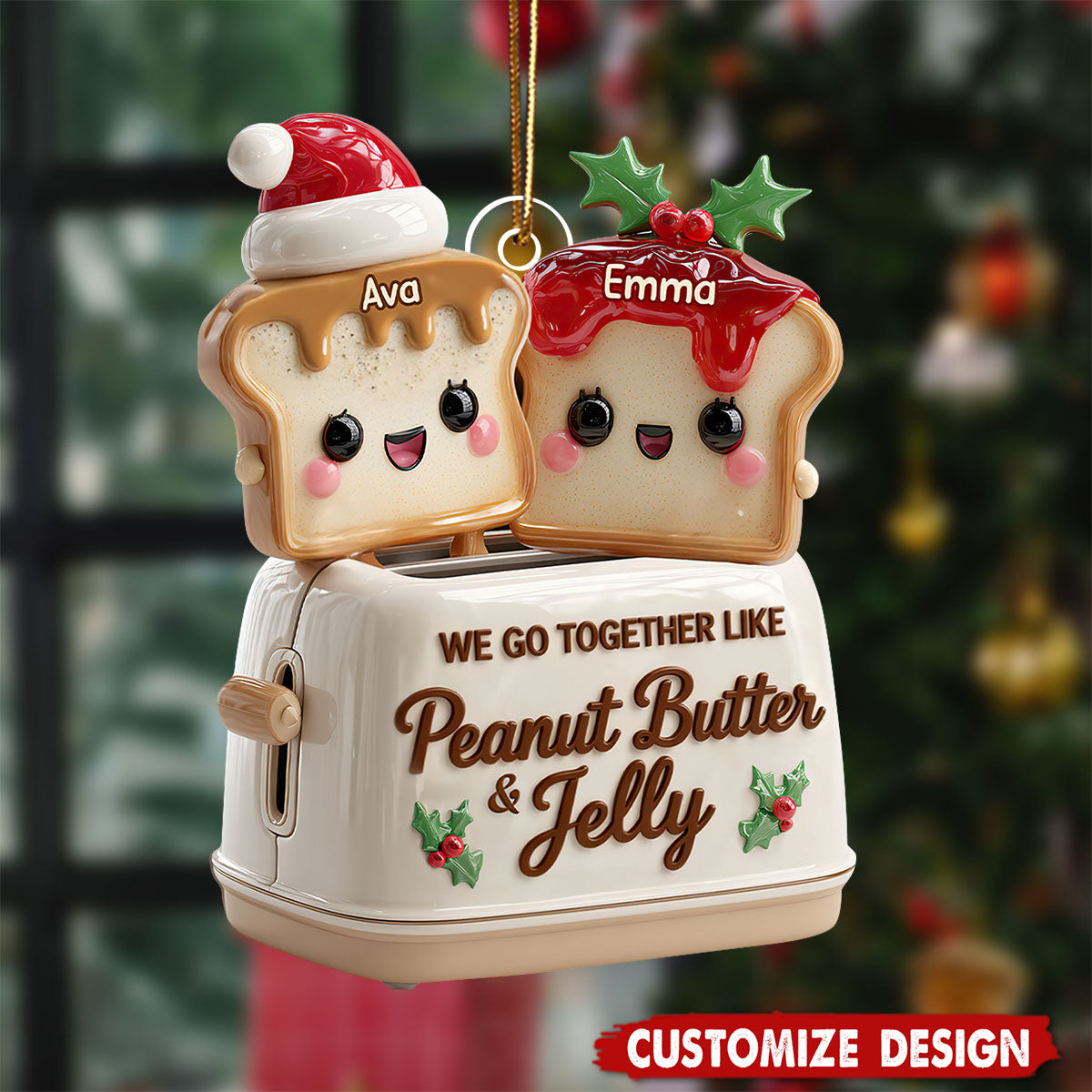 We Go Together Like Peanut Butter And Jelly - Personalized Acrylic Ornament For Couple