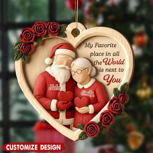 Personalized Couple Ornament, Santa Mrs Claus, My Favorite Place Is Next To You, Christmas Keepsake