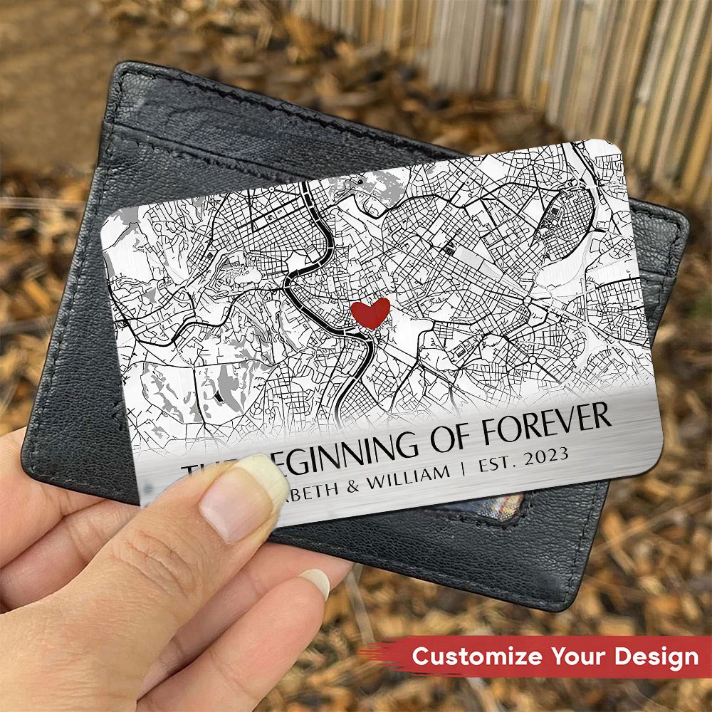 Where It All Began - Couple Personalized Custom Stainless Wallet Card - Gift For Husband Wife, Anniversary