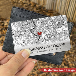 Where It All Began - Couple Personalized Custom Stainless Wallet Card - Gift For Husband Wife, Anniversary