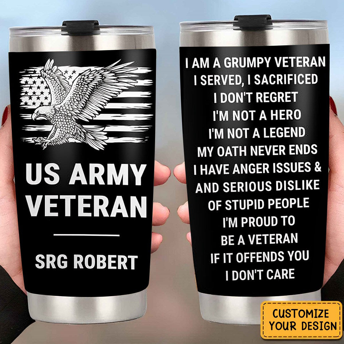 Personalized Tumbler for Veteran - I'm a Grumpy Veteran