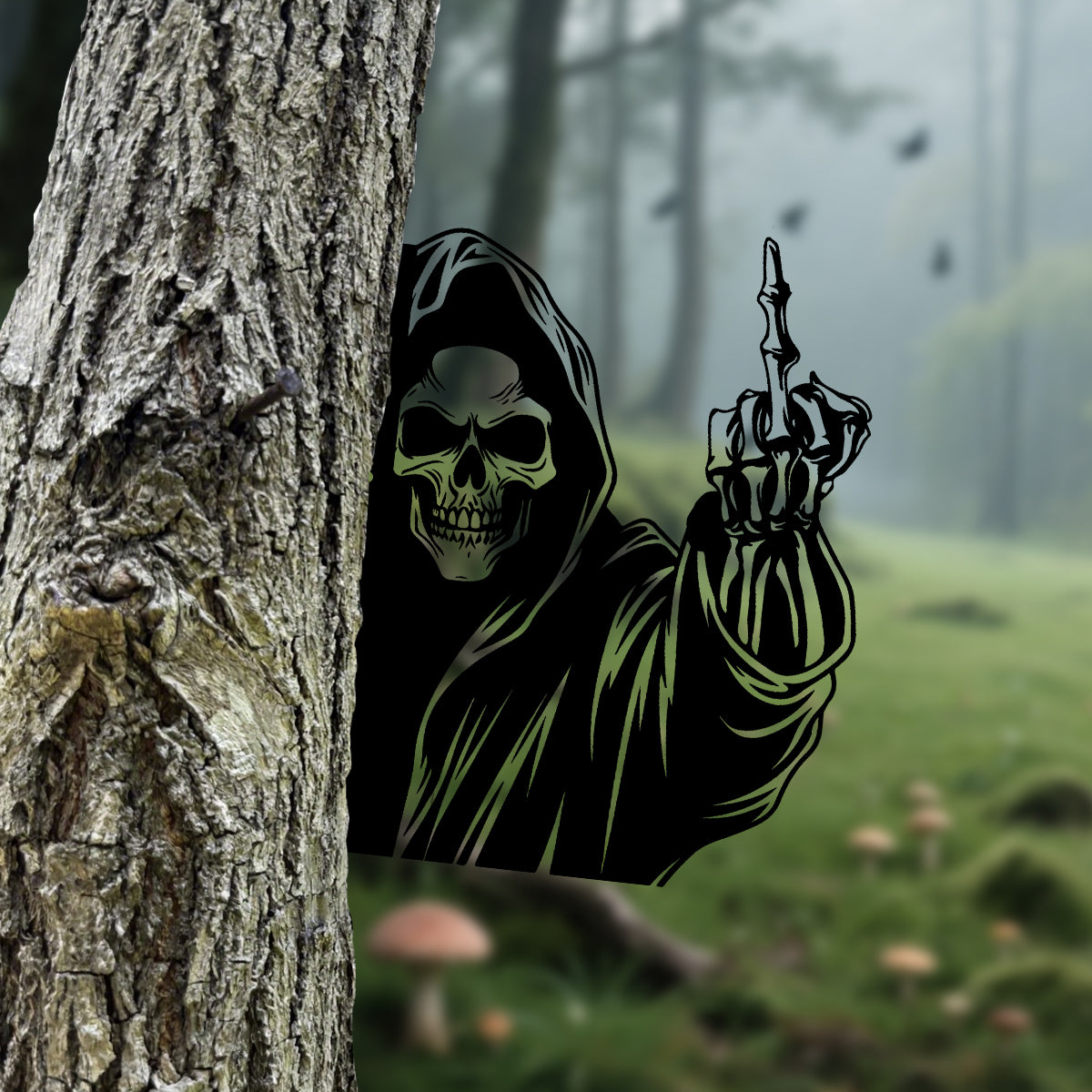 Grim Reaper Middle Finger Metal Sign Decoration-Versatile Mountable Wall Art