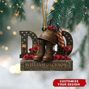 Personalized Veteran Memorial Ornament, Lest We Forget Remembrance Day Ornament,Dad Veteran,Grandpa Veteran Ornament