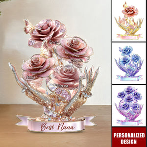 Personalized Mother Shaped Acrylic Plaque-Beautiful Roses Gift For Mom, Grandma