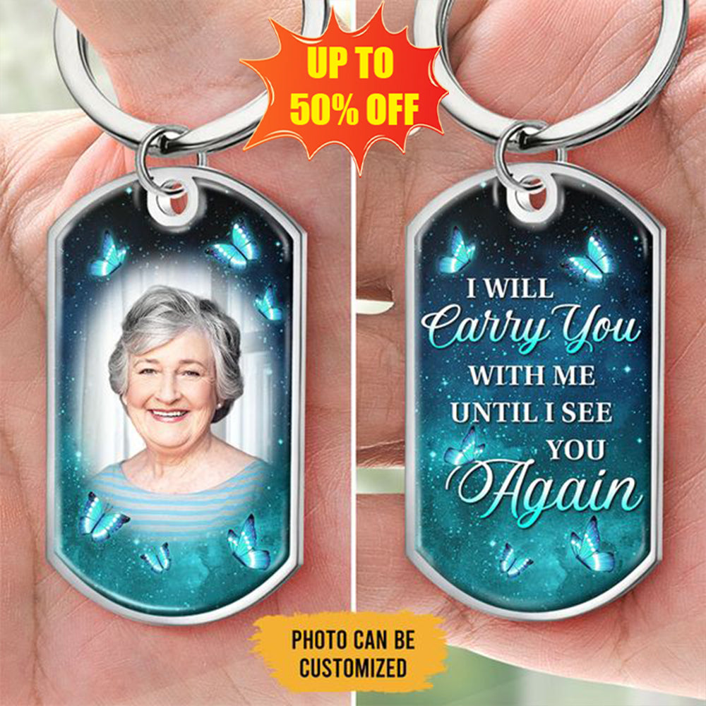 Custom Photo You Hold My Heart Forever - Memorial Personalized Custom Keychain - Sympathy Gift For Family Members