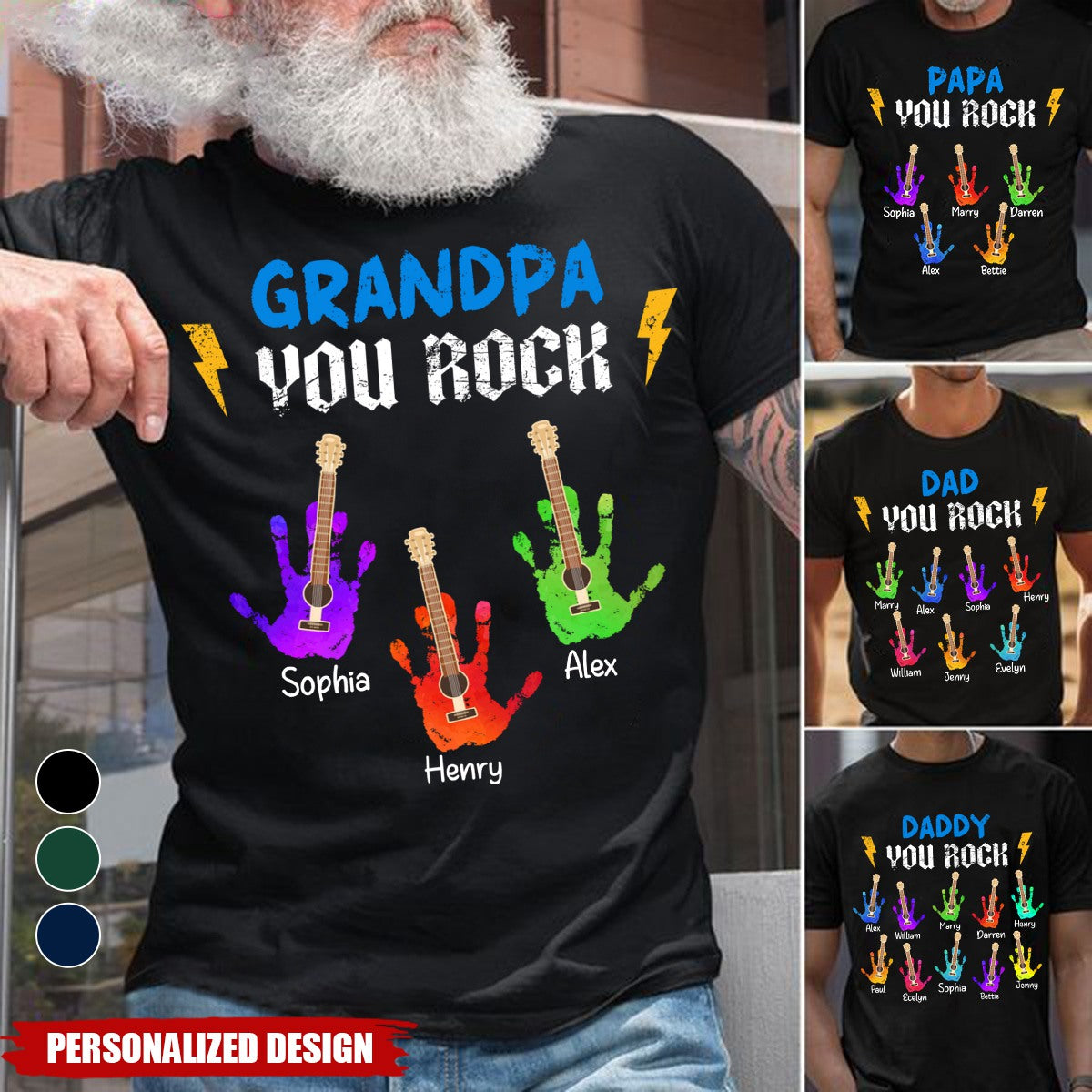 Grandpa You Rock-Personalized Shirt-Gift For Dad/Grandpa