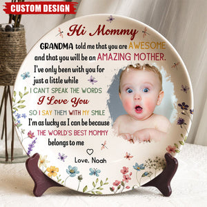 The Best Mommy Belongs To Me First Mom - Personalized Ceramic Photo Plate, New Mom Gift