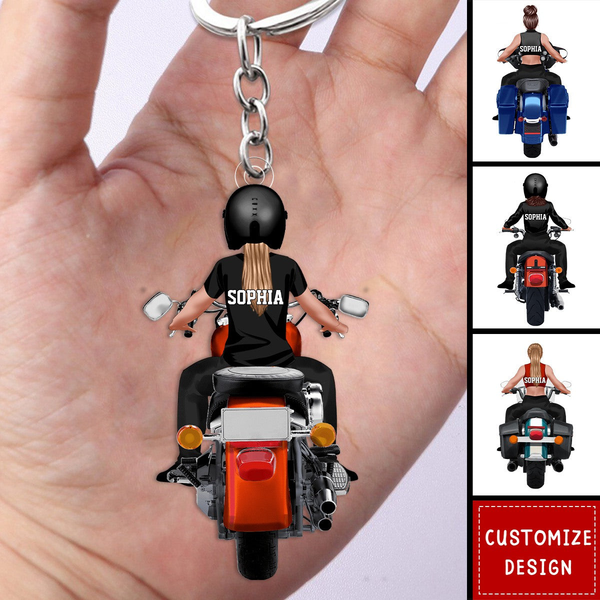 New Release - Personalized Motorcycle Girl Keychain - Best Gift For Bikers