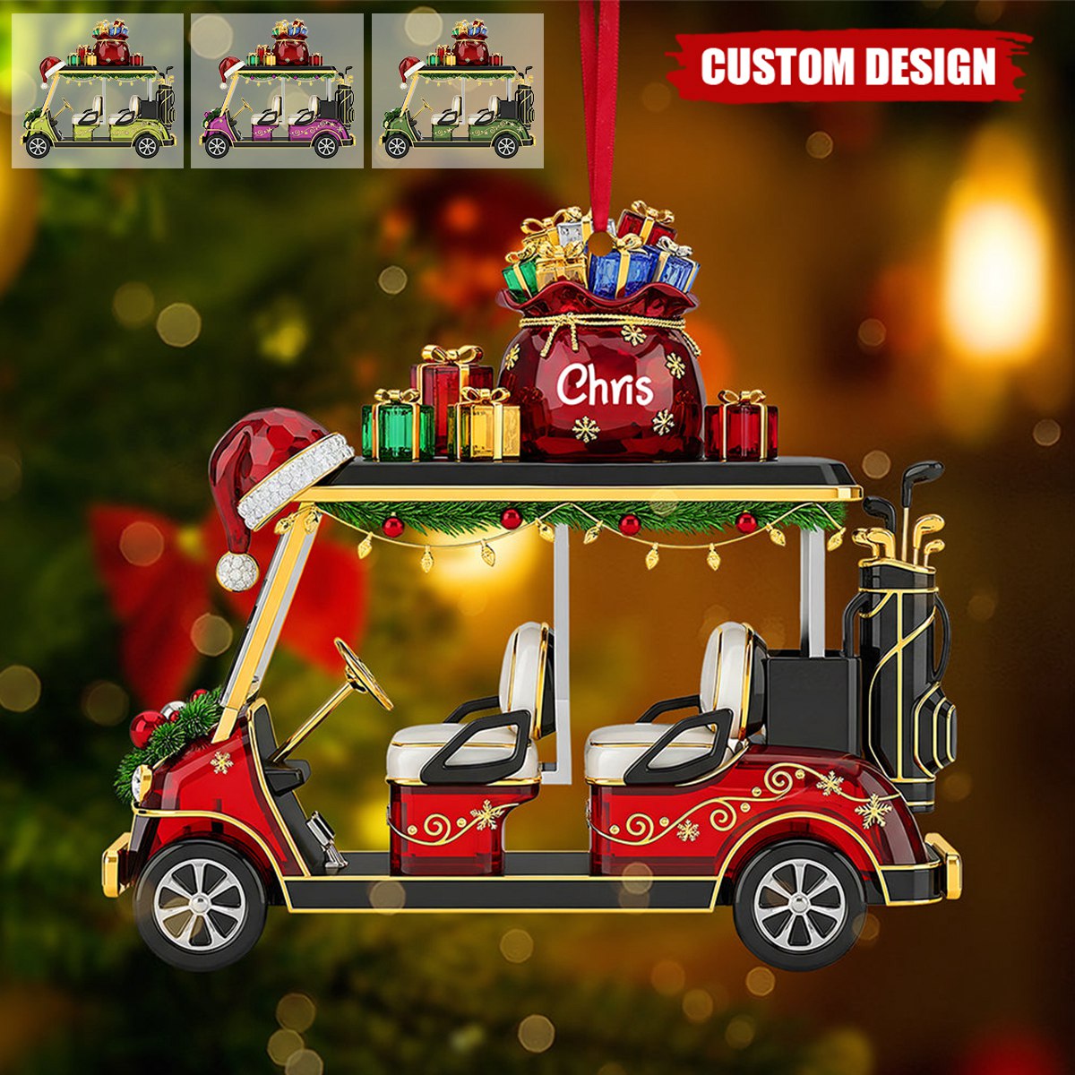 Golf Cart Ornament - Personalized Gifts For Golf Lovers