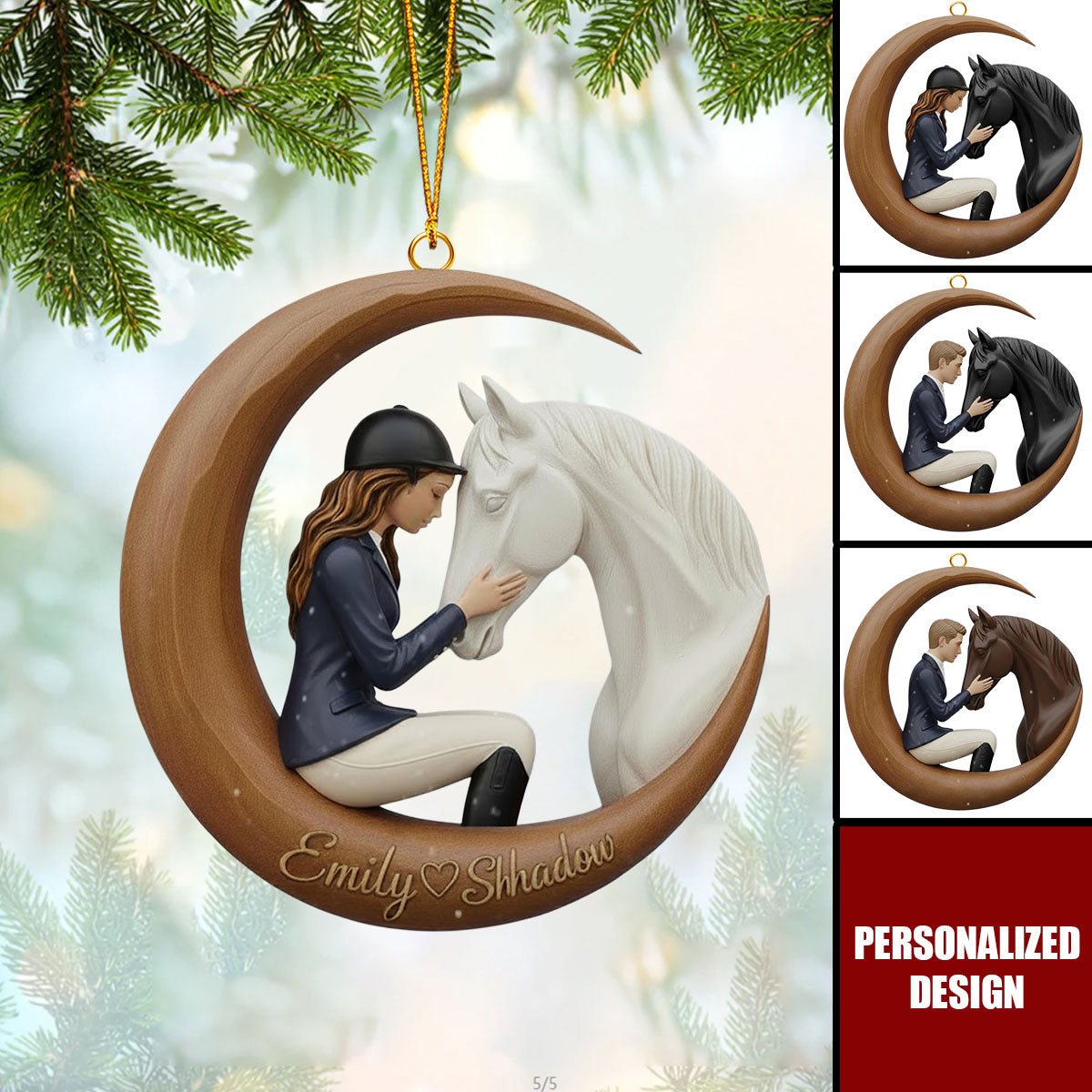 Personalized Horse Rider Christmas Ornament