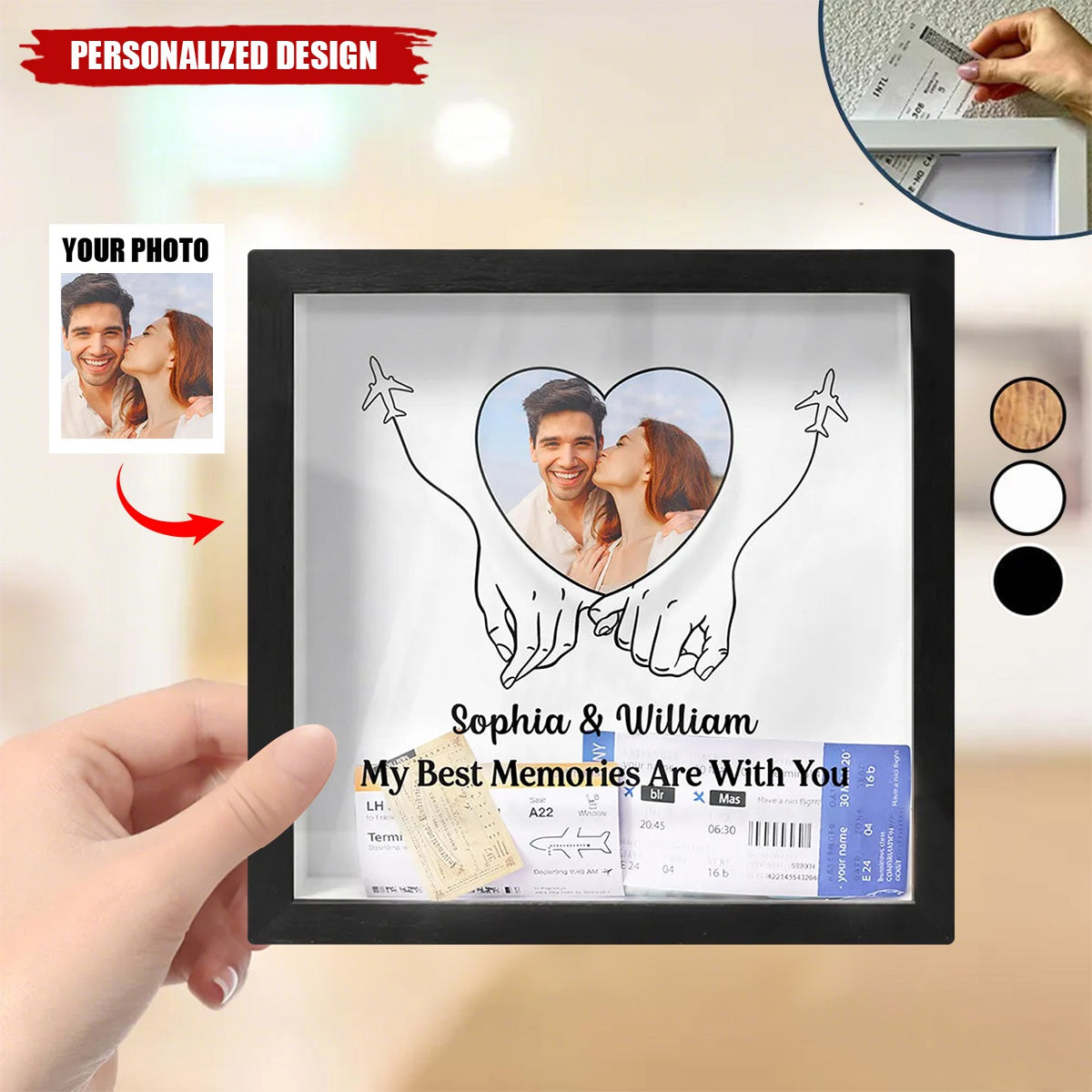 Custom Photo Couple Travel Lovers Best Memories With You-Personalized Ticket Memory Box