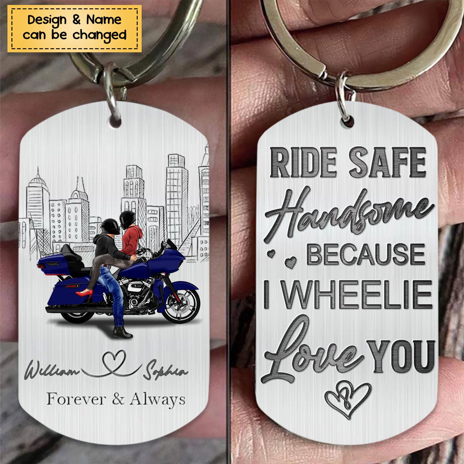 Ride Safe Handsome-Personalized Gifts For Riding Couple Stainless Steel Keychain