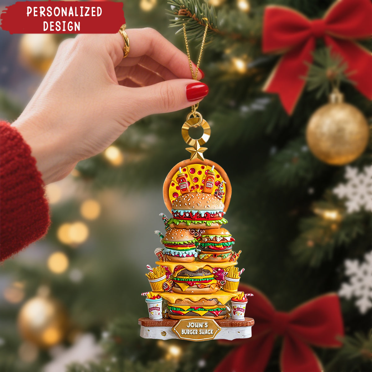 Personalized Burger Christmas Ornament 2025