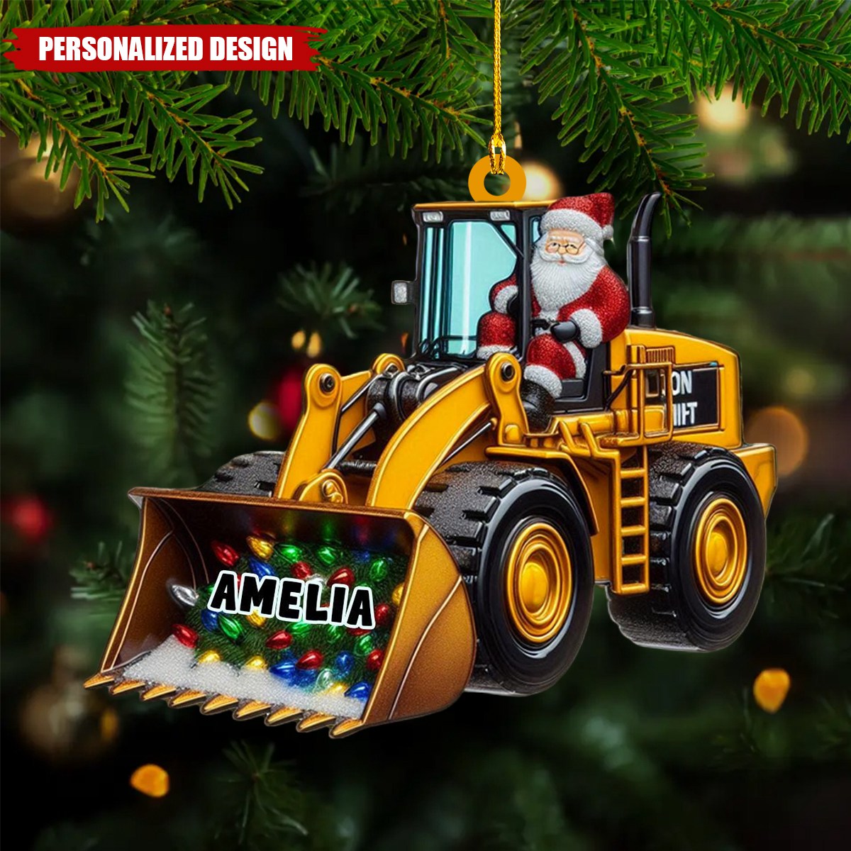 Personalized Santa on The Excavator Christmas Ornament, 2024 New Release Gifts For Kids