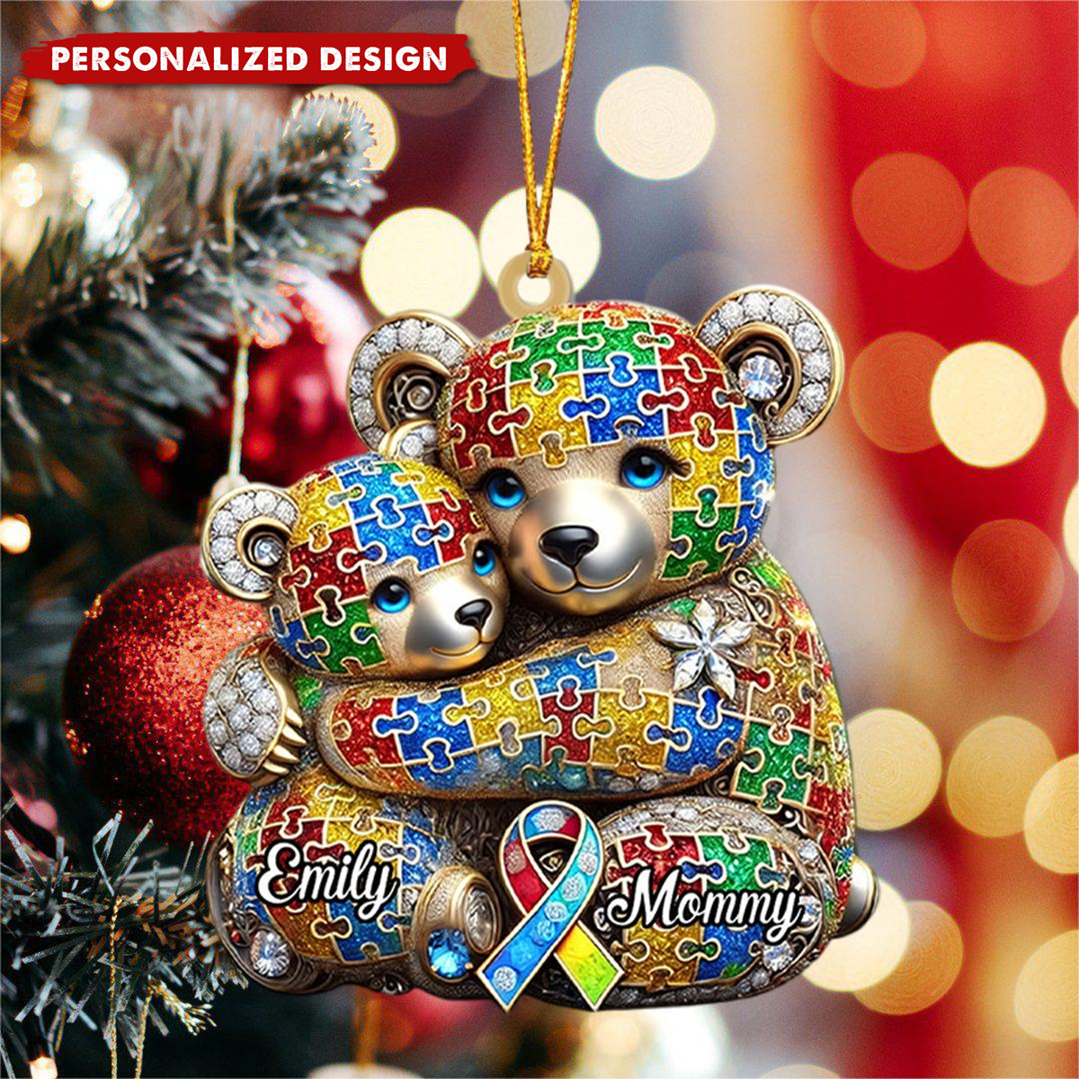 Mama Bear - Personalized Autism Awareness Ornament