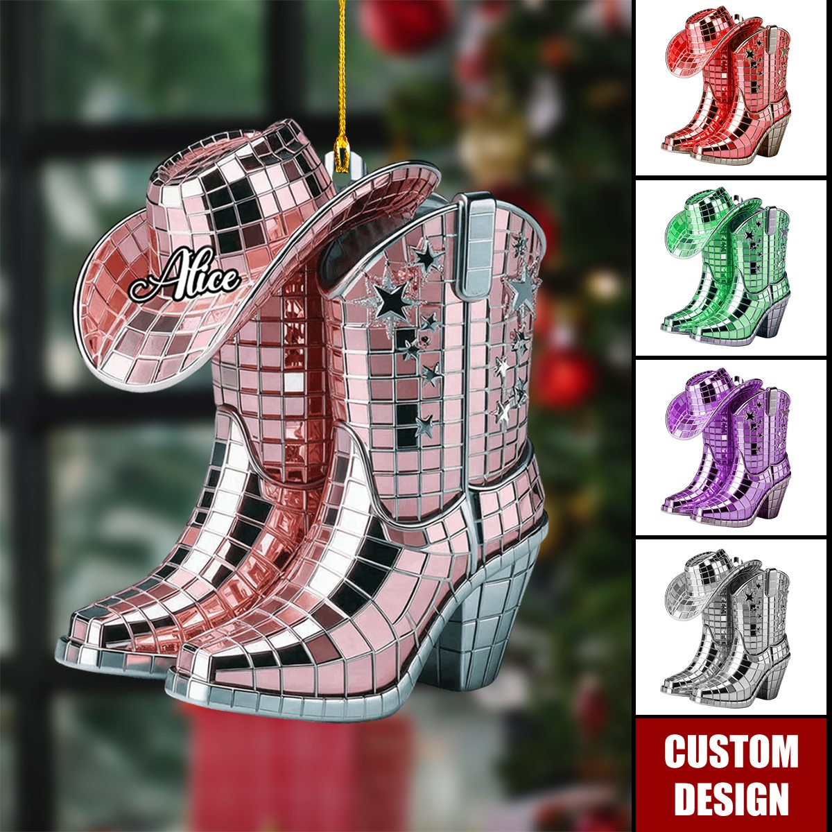 Cowgirl Boots And Hat - Personalized Cowgirl Ornament - Gift For Cowgirl