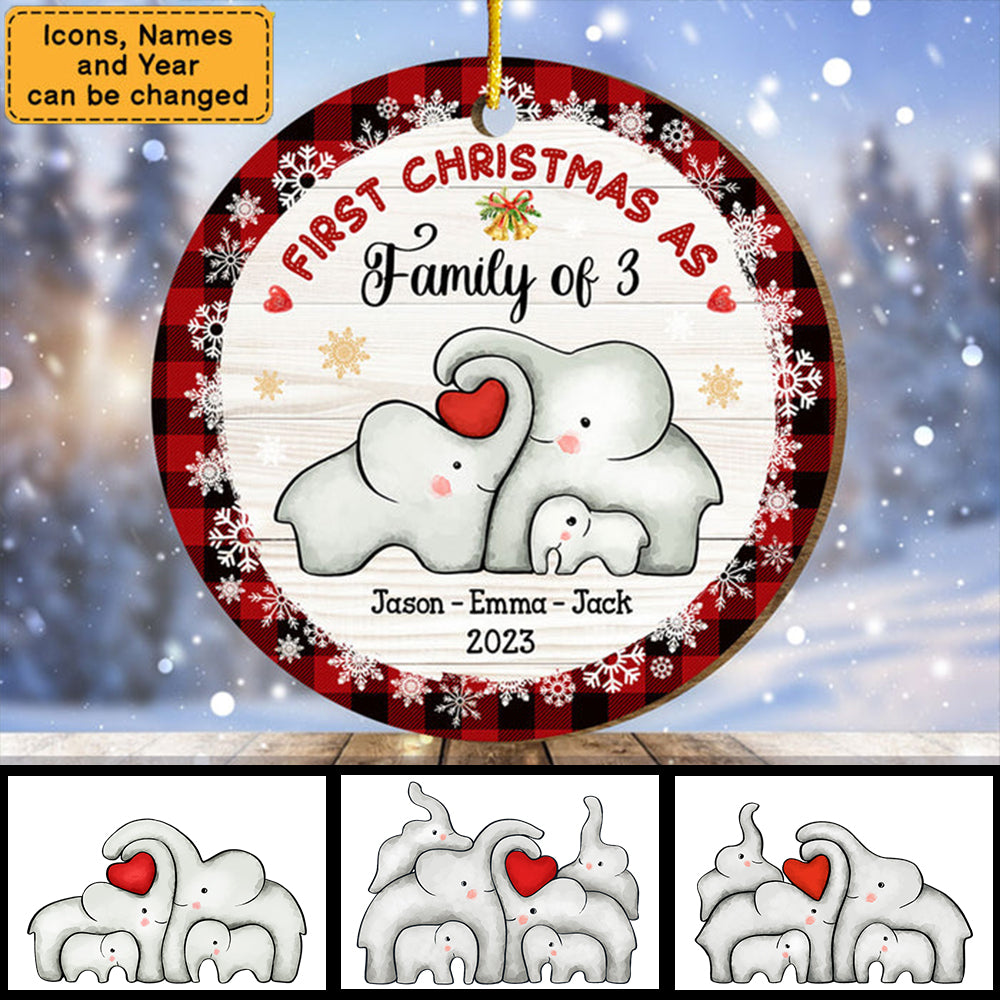 Baby First Christmas Puzzle Elephant Personalized Circle Ornament