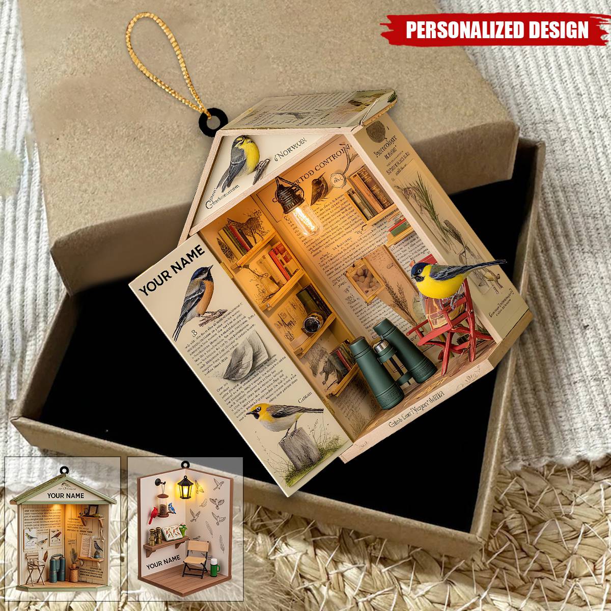 Personalized Birdwatcher Christmas Ornament-Nature Holiday Keepsake