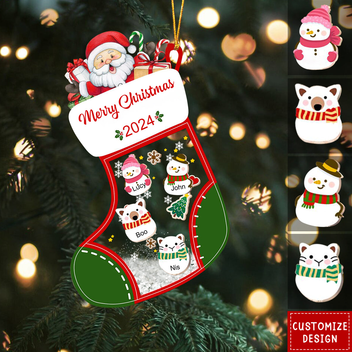 Personalized Family Stocking Christmas Ornament - 2024 New Release