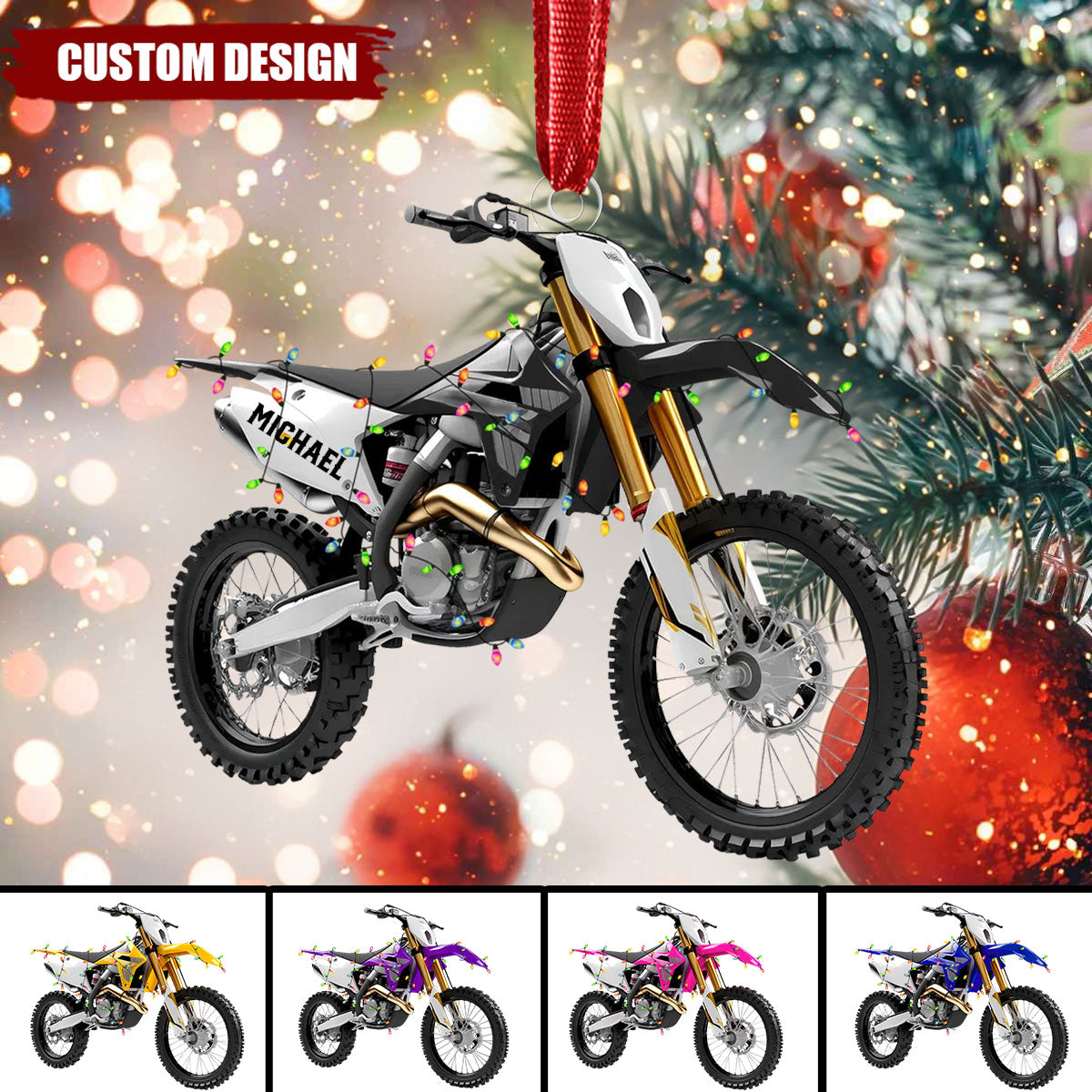Dirt Bike Ornament, Personalized Motocross Ornament, Dirt Bike Gift Idea, Racing Ornament, Custom Ornament for Men, Acrylic 2D Ornament