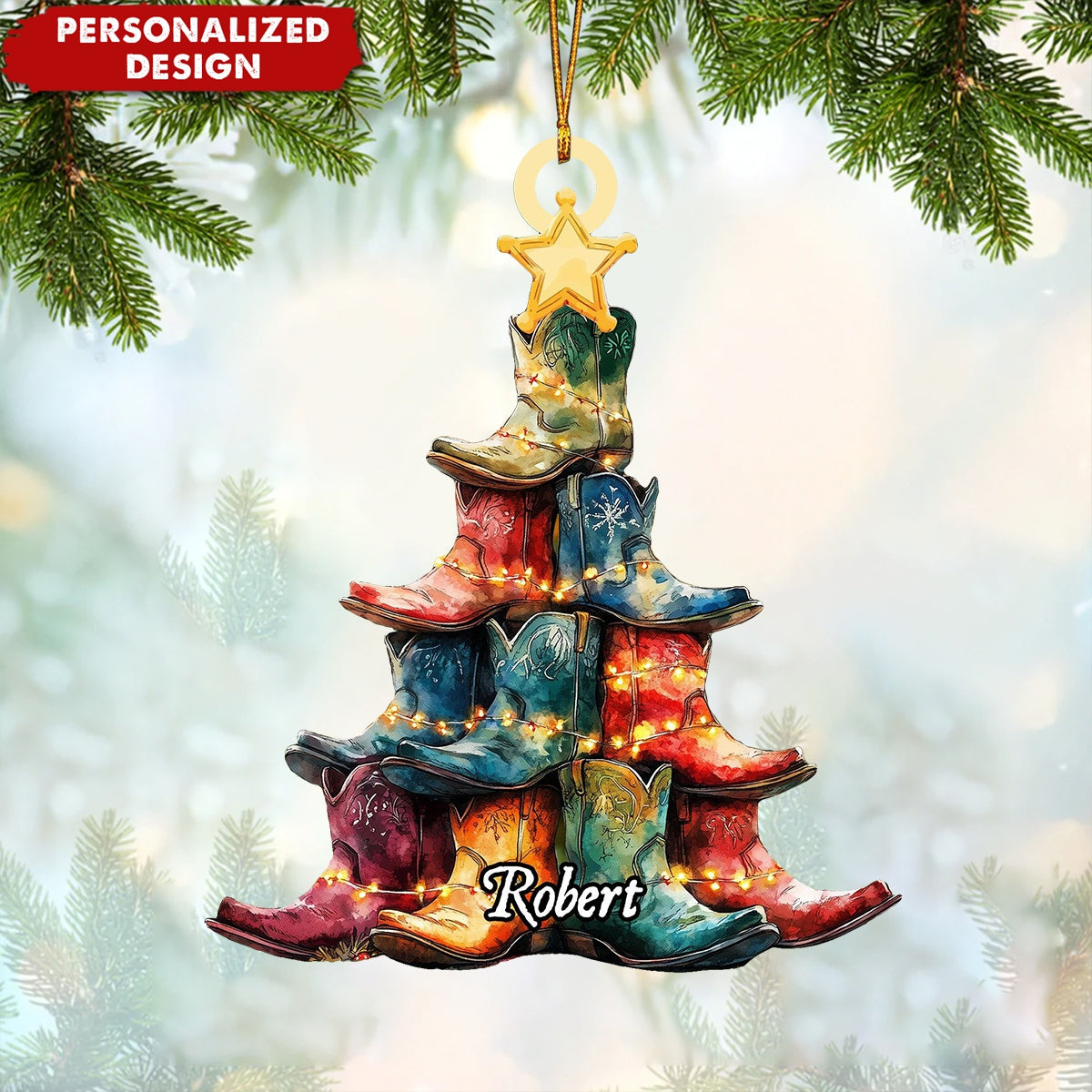 Personalized Cowboy Boot Ornament-Gift for Cowgirl,Cowboy-2024 New Release