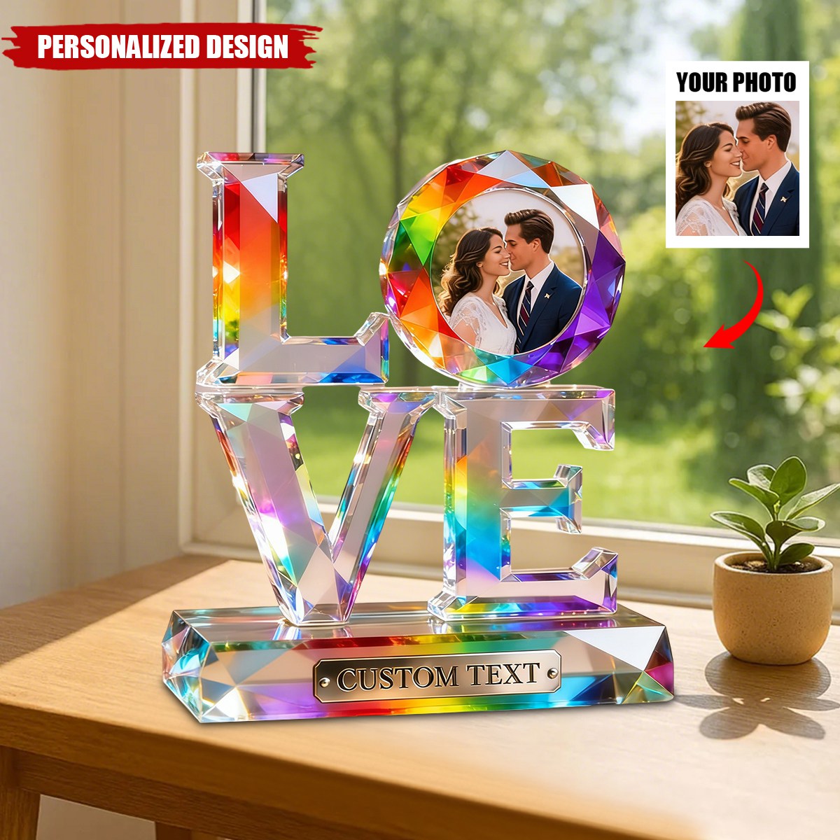 Personalized Stained Glass LOVE Couple Acrylic Plaque