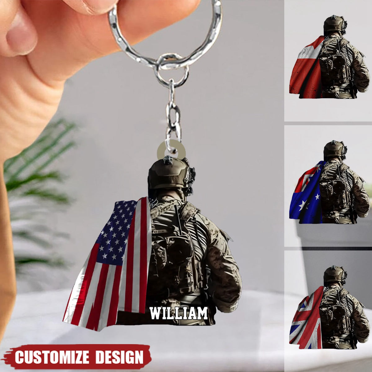 Personalized Veteran Car Hanging Acrylic Keychain