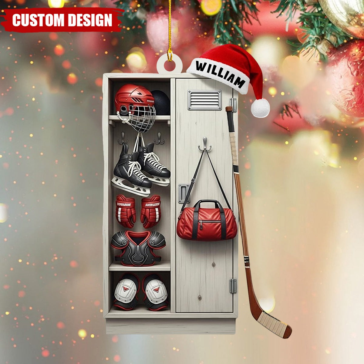 Personalized Hockey Closet Ornament, Flat 2D Ornament, Gift For Colleagues, Gift For Hockey Lover, Christmas Tree Hanging Decor