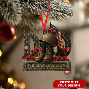 Personalized Veteran Memorial Ornament, Lest We Forget Remembrance Day Ornament,Dad Veteran,Grandpa Veteran Ornament