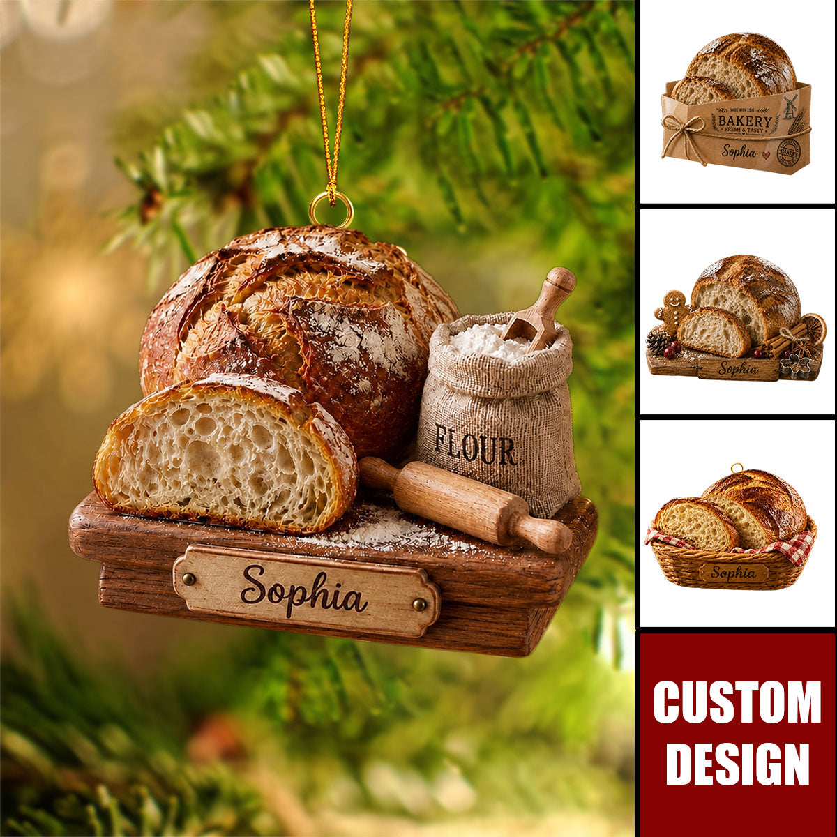 Personalized Sourdough Bread Ornament,Bakery Ornament For Grandma