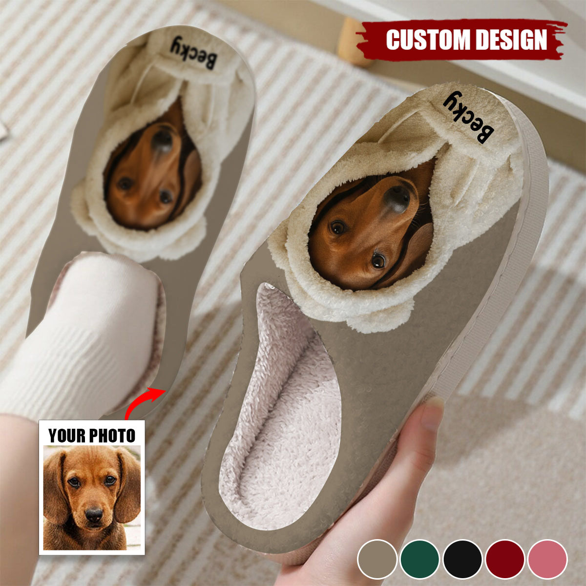 Dog In Winter Hoodie - Personalized Dog Slippers