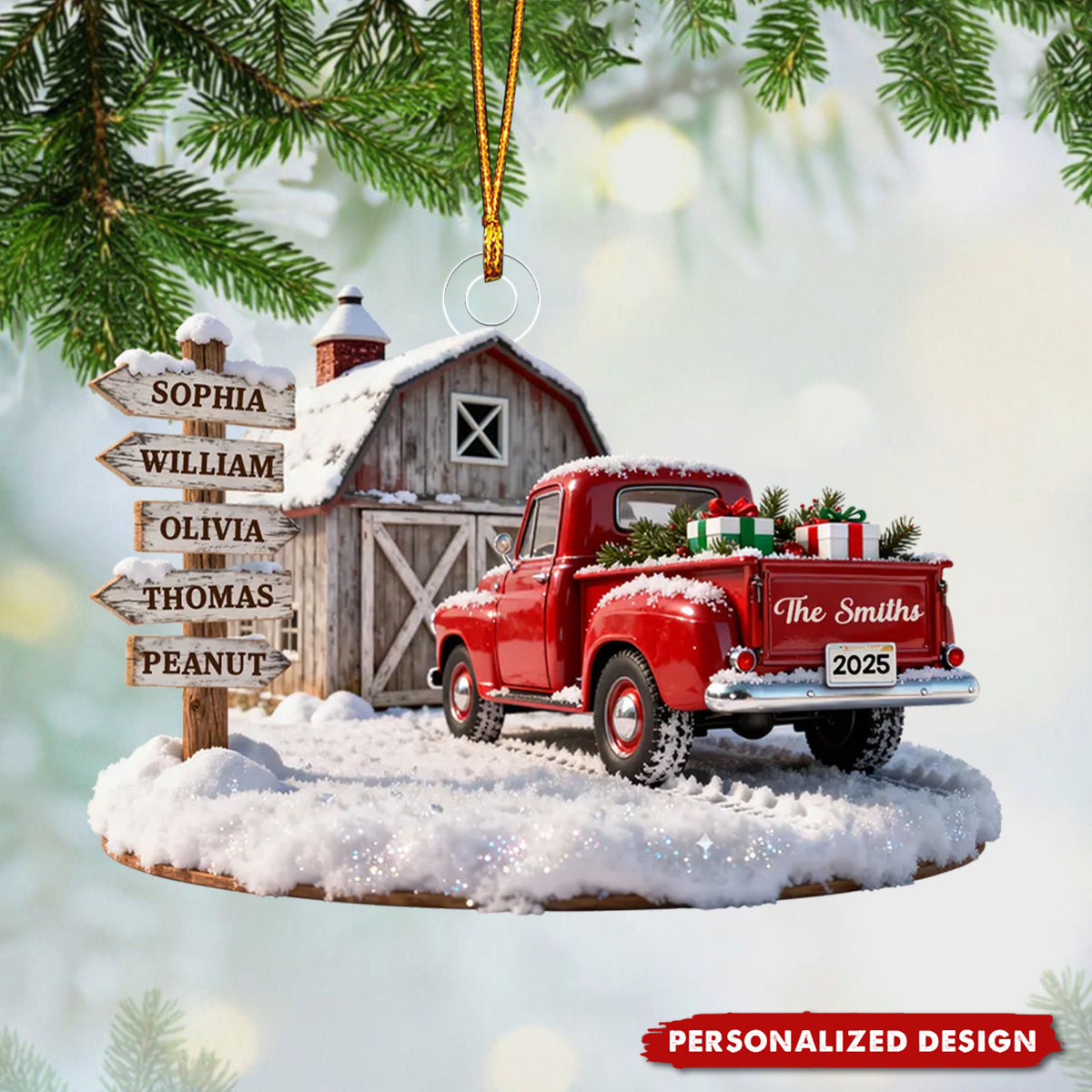Personalized Truck Barn House Christmas  Ornament-Gift For Family