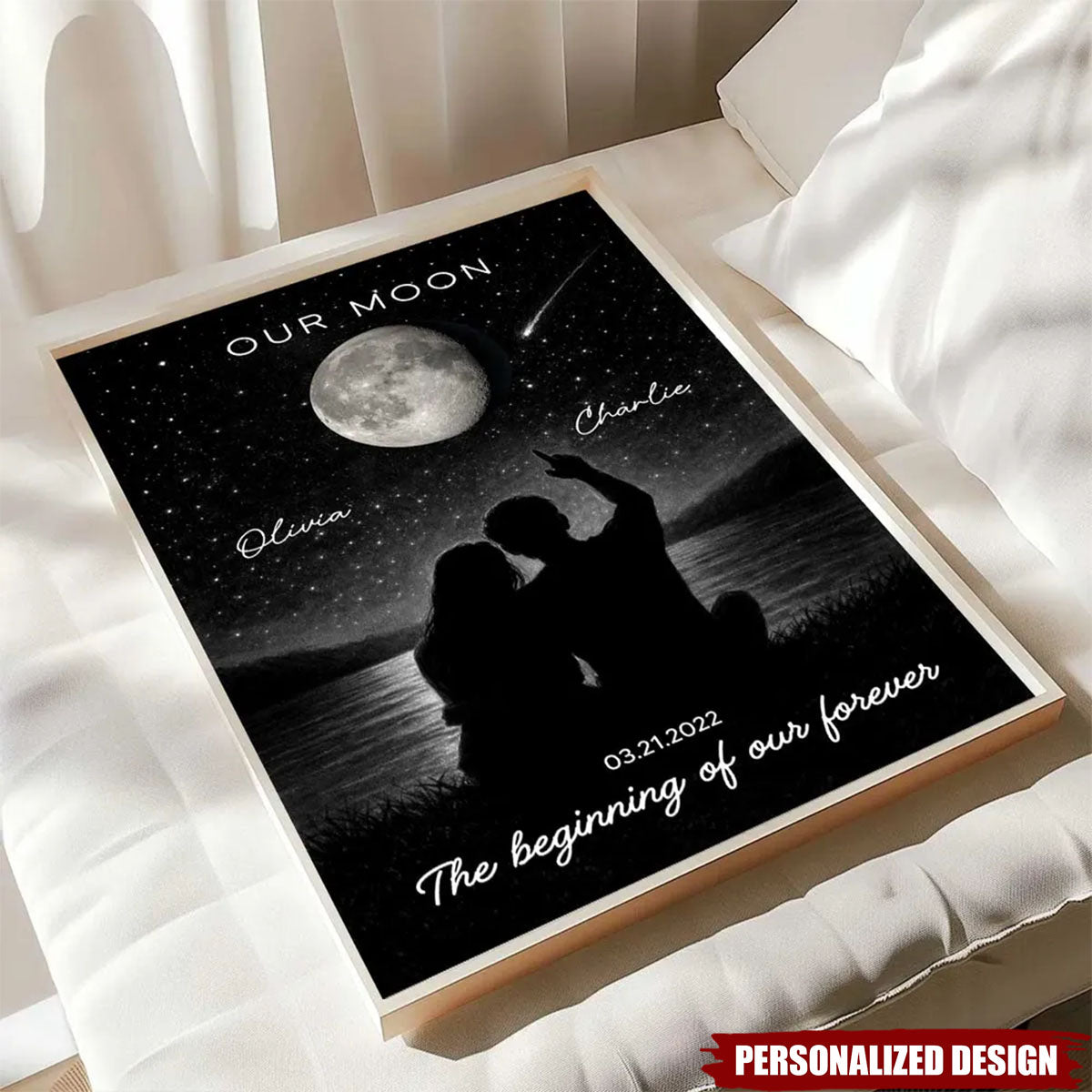 Night Sky Couple Moon Phase-Personalized Couple Poster-Valentine's Day Gift