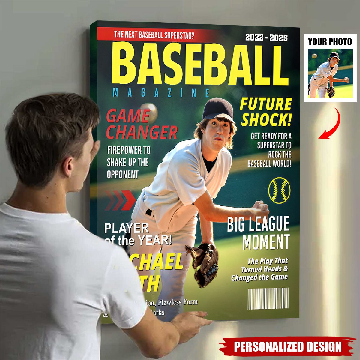 Custom Baseball Magazine Cover Poster, Graduation Gifts for Baseball Player
