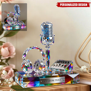 Personalized Stained Glass Microphone And Headphone Acrylic Plaque