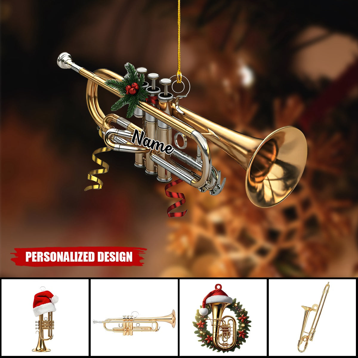 Personalized Trumpet Ornament-Gift For Trumpet Artist Trumpet Lover